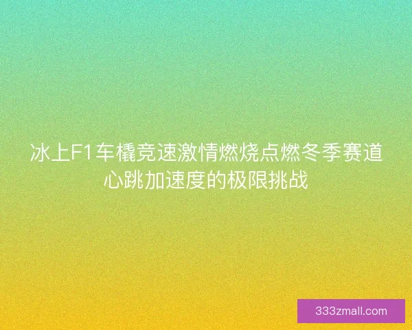 冰上F1车橇竞速激情燃烧点燃冬季赛道心跳加速度的极限挑战