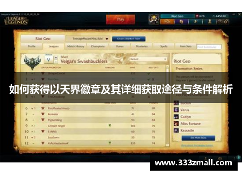 如何获得以天界徽章及其详细获取途径与条件解析